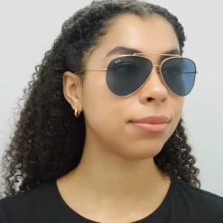 Ray-Ban Sunglasses RB0101S Aviator Reverse 92023A Rose Gold Blue