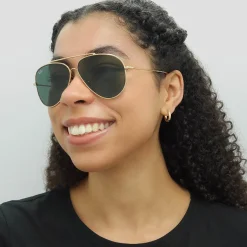 Ray-Ban Sunglasses RB0101S Aviator Reverse 001/VR Gold Green