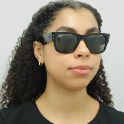 Ray-Ban Sunglasses RB0840S Mega Wayfarer 901/58 Polished Black Green P