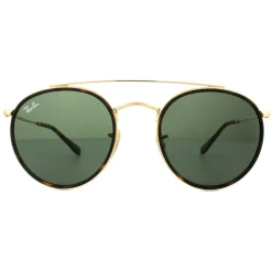 Ray-Ban Sunglasses Round Double Bridge 3647N 001 Gold Green