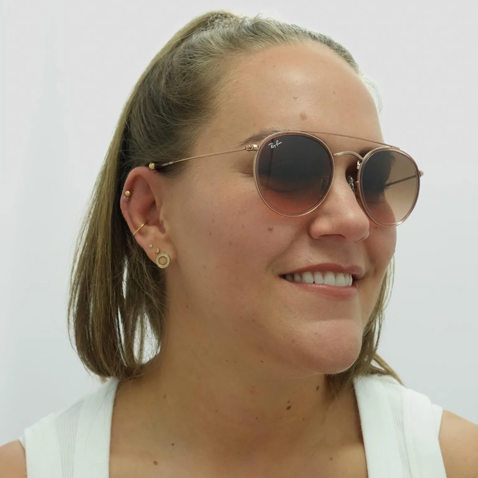 Ray-Ban Sunglasses Round Double Bridge 3647N 9069A5 Pink Pink Gradient