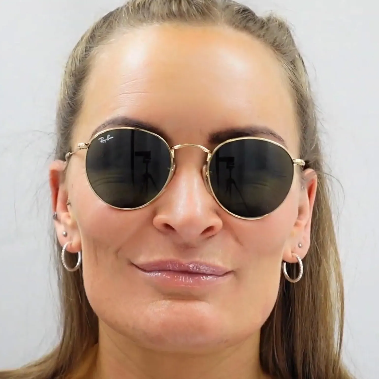 Ray-Ban Sunglasses Round Metal 3447 112/4L Gold Blue Polarized Flash M