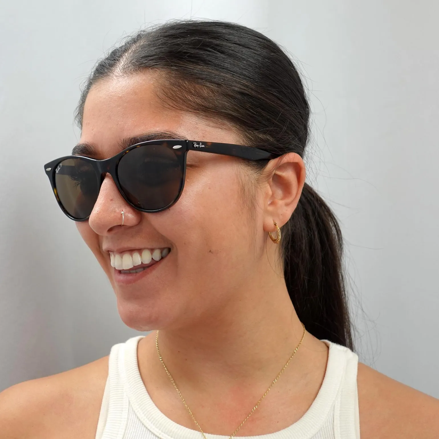 Ray-Ban Sunglasses Wayfarer II RB2185 902/57 Striped Havana Brown Pola