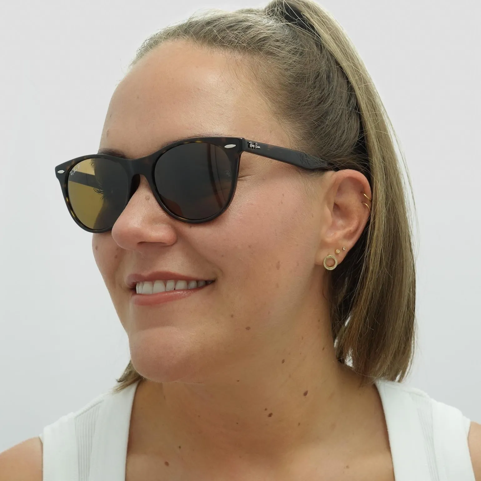 Ray-Ban Sunglasses Wayfarer II RB2185 902/57 Striped Havana Brown Pola