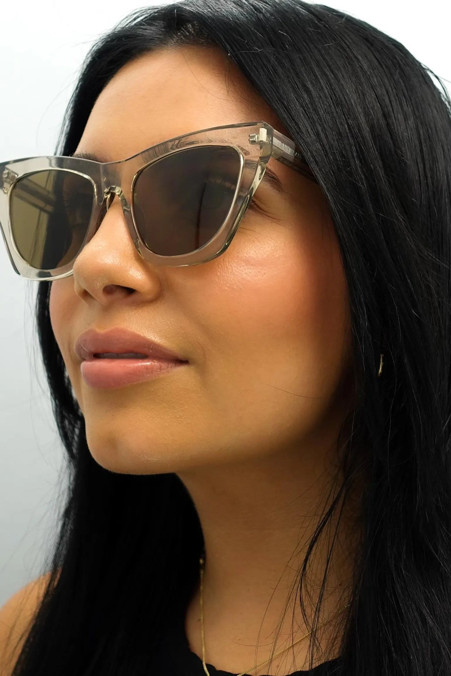 Saint Laurent Sunglasses SL214 Kate 032 Transparent Beige Brown
