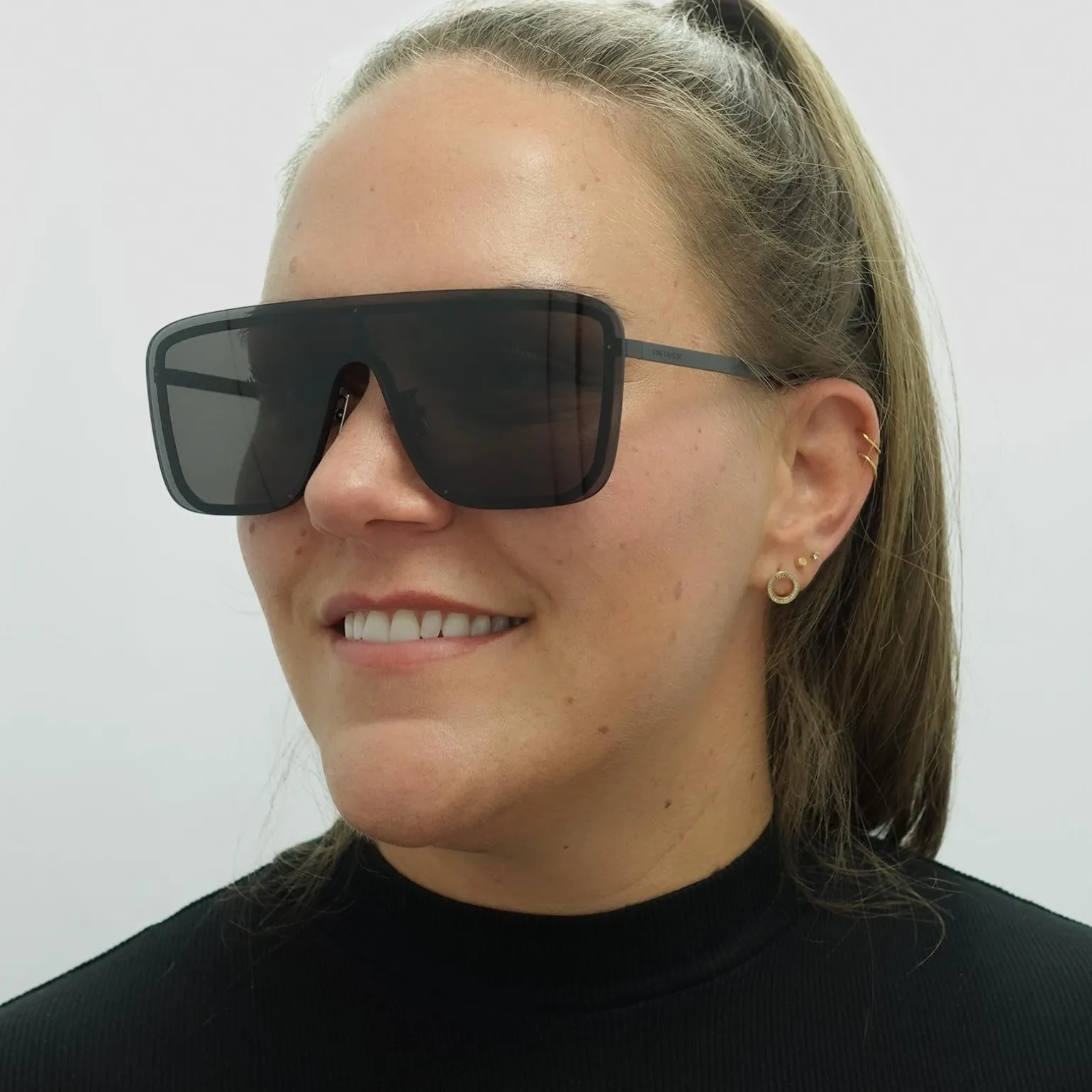 Saint Laurent Sunglasses SL364 MASK 002 Black Dark Grey
