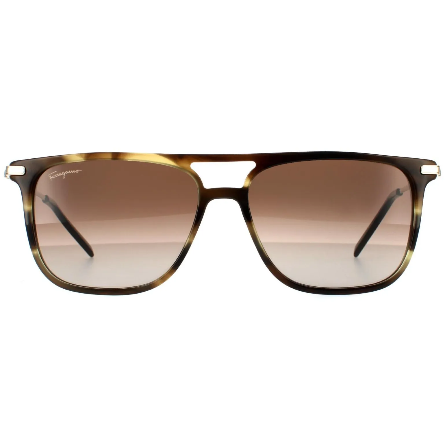 Salvatore Ferragamo Sunglasses SF966S 319 Striped Khaki Brown Gradient