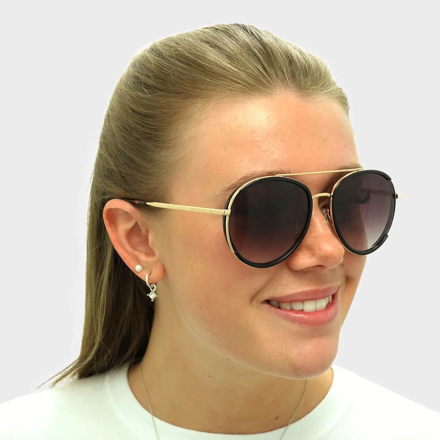 Ted Baker Sunglasses TB1638 Gaia 001 Black Gold Brown Gradient