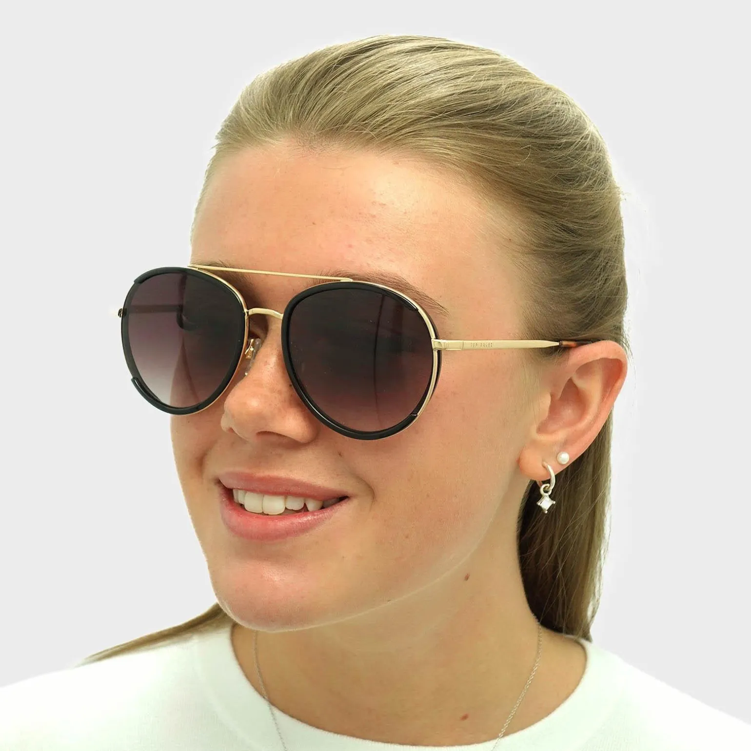 Ted Baker Sunglasses TB1638 Gaia 001 Black Gold Brown Gradient