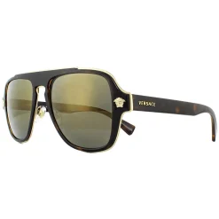 Versace Sunglasses VE2199 12524T Dark Havana Dark Grey Mirror Gold